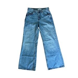 Zara High Waisted Wide Leg Jeans Light Wash Blue Denim Pants US 4 EUR 36